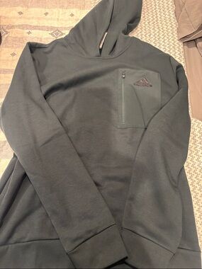 adidas Dark Green Hooded Sweatshirt with Chest Zip Pocket